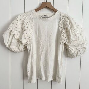 Sea New York Hazel Eyelet Puff Sleeve Top White